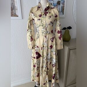 Soie, Springtime Chic: Designer Silk Dress with Whimsical Print